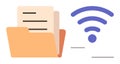 Digital Document Sharing Concept with Folder and Wireless Network Symbol Royalty Free Stock Photo