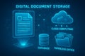 Digital document storage and cloud computing as a concept for modern paperless office solutions using database technology Royalty Free Stock Photo