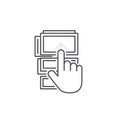 Digital document upload icon with pointing hand, data transfer web concept Royalty Free Stock Photo