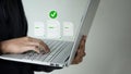 Digital Document Verification on Laptop Online Data Security Royalty Free Stock Photo