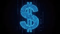 Digital Dollar Sign with Binary Code Background Representing Cryptocurrency and Financial Technology Royalty Free Stock Photo