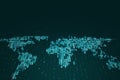 Digital dots world map on binary code background Royalty Free Stock Photo