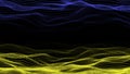 Digital double wave with many dots in a Ukraine flag form. The futuristic abstract structure. 3D rendering