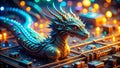 A Digital Dragons Dream Illuminated Mythical Creature Amidst a Complex Network of Modern Computer Components Symbolize Royalty Free Stock Photo
