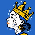 Pop Art Cartoonish Illustration Of Lady With Crown - Free Vector Image