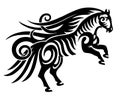 Digital drawing of black tribal horse silhouette