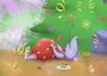 Digital drawing of a christmas mouse under the tree 2020 Royalty Free Stock Photo