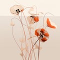 Minimalistic Serenity: A Group Of Flowers In Warm Tones