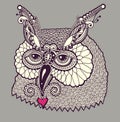 Digital drawing of owl head Royalty Free Stock Photo
