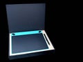 Digital drawing tablet and digital pen.Front view Isolated on black background