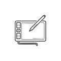 Digital drawing tablet hand drawn outline doodle icon.