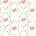 Digital drawn vintage seamless wall paper with hearts, retro design Royalty Free Stock Photo