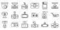 Digital DVR icons set, outline style