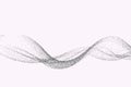 Digital dynamic particle wave. Abstract wave flow on a white background. Big data visualization, computer technology Royalty Free Stock Photo
