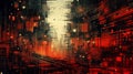 Digital dystopia portrayed through unsettling abstract elements, AI Generated