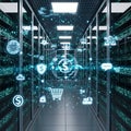 Digital E-commerce Security in Data Center Royalty Free Stock Photo