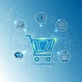Digital E-commerce Shopping Cart & Data Flow Royalty Free Stock Photo