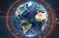 Digital Earth with Binary Code Ring Illustrating Global Data Network Royalty Free Stock Photo