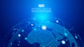 Digital earth and dotted line link glowing earth science and technology background, blue technology effect vector elements Royalty Free Stock Photo
