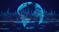 Digital earth with financial bar charts and line graphs Royalty Free Stock Photo