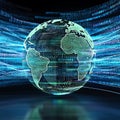Digital earth globe with circuit board design surrounded by streams of binary code data Royalty Free Stock Photo