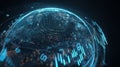 Digital earth globe with financial data analytics and global connectivity Royalty Free Stock Photo