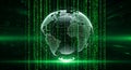 Digital earth globe with binary code overlay representing global technology network Royalty Free Stock Photo