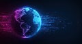 Digital Earth Globe with Glowing Data Streams - Futuristic Technology Concept Royalty Free Stock Photo