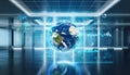 Digital Earth Globe with Interactive Hud in a Modern Environment Royalty Free Stock Photo