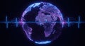 Digital Earth Globe with Pulse Wave Visualization - Futuristic Technology Concept Royalty Free Stock Photo