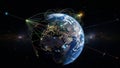 Digital Earth Globe In Space With Glowing Network Connections And City Lights Visible From Orbit Royalty Free Stock Photo
