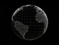 Digital Earth Globe: White Dots on Black Background Royalty Free Stock Photo