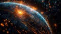 Digital Earth with glowing data and global network connection against a dark starry sky Royalty Free Stock Photo