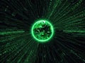 Digital earth glowing green within a matrix of data streams Royalty Free Stock Photo