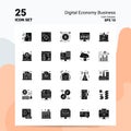 25 Digital Economy Business Icon Set. 100% Editable EPS 10 Files. Business Logo Concept Ideas Solid Glyph icon design