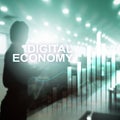 DIgital economy, financial tchnology concept on blurred background.