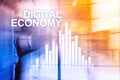 DIgital economy, financial technology concept on blurred background Royalty Free Stock Photo