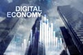 DIgital economy, financial technology concept on blurred background Royalty Free Stock Photo