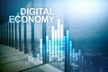 DIgital economy, financial technology concept on blurred background Royalty Free Stock Photo