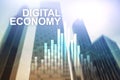 DIgital economy, financial technology concept on blurred background Royalty Free Stock Photo