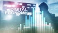 DIgital economy, financial technology concept on blurred background. Royalty Free Stock Photo