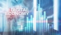 DIgital economy, financial technology concept on blurred background. Royalty Free Stock Photo