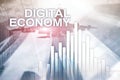 DIgital economy, financial technology concept on blurred background Royalty Free Stock Photo