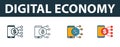Digital Economy icon set. Premium symbol in different styles from fintech technology icons collection. Creative digital economy Royalty Free Stock Photo