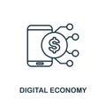 Digital Economy outline icon. Thin line concept element from fintech technology icons collection. Creative Digital Economy icon Royalty Free Stock Photo