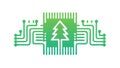Digital Ecosystem Circuit Board Tree Icon, vector design Generative AI Royalty Free Stock Photo