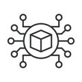 Digital ecosystem icon in line design. connected platform, digital environment, technology network on white background vector Royalty Free Stock Photo