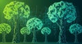Digital Ecosystem: Network of Trees in a Green and Teal Gradient Environment, Symbolizing Sustainable Technology and Connected Royalty Free Stock Photo