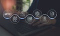 Digital eKYC identity verification process. lnteracting laptop with displaying eKYC (electronic Know Your Customer)