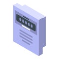 Digital electric counter icon, isometric style